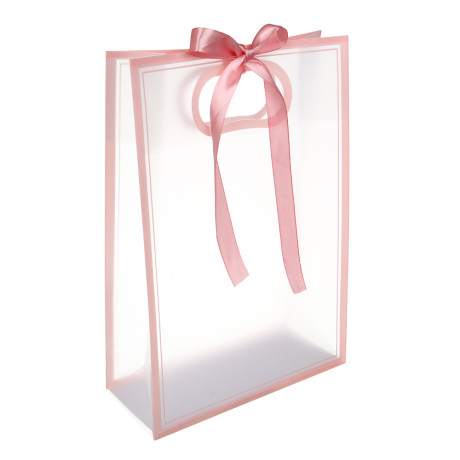 Пакет подарочный ПВХ с лентой, 24x35x10 см, 4 цвета
