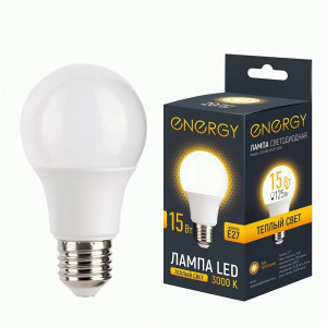 Energy лампа св/д ЛОН А60 E27 15W(1250lm)3000К 2К 59x119 матов (10!) 109310
