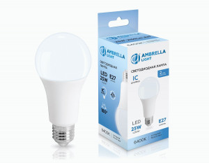 Ambrella лампа св/д ЛОН A65 E27 25W(2150lm) 6400K 6К 64х133 IC 652506