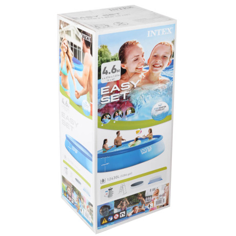 INTEX Бассейн надувной Изи Сет 457x107см, фильтр насос, лестница, подложка, тент, 26166NP