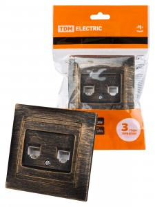 TDM Лама роз. СУ телефонная RJ11 + компьютерная RJ45 старинная бронза SQ1815-0760