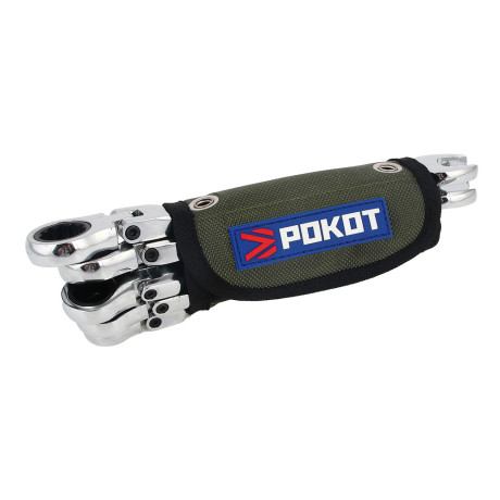 РОКОТ Набор шарнирных трещоточных комбинированных ключей, 8 пр.