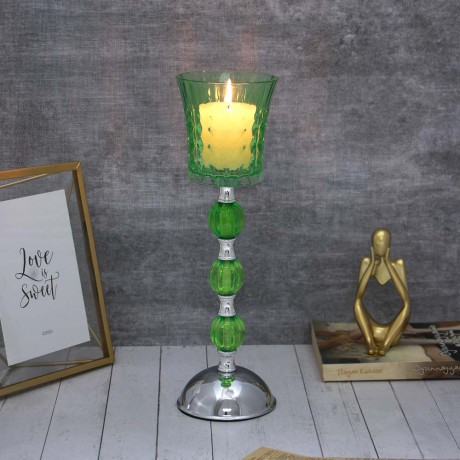 Подсвечник, 30см, стекло, цвет зеленый, арт.77