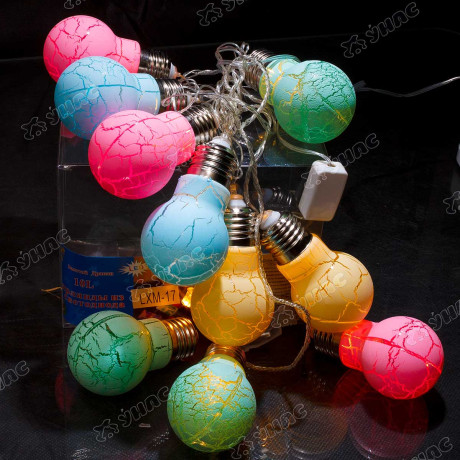 Гирлянда светодиодная ЛАМПОЧКА МЯТАЯ БЕЛЫЙ /H-10см, 10 лампочек,прозрачный провод/