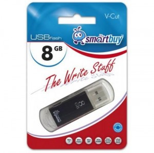 Флэш-диск (флэшка) USB  8Gb SmartBuy V-Cut Black (SB8GBVC-K)