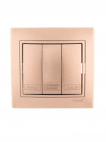 Lezard Мира выкл. СУ 3 кл. 10А коричн. металлик (корпус PC) 701-3131-109