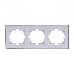 Lezard RAIN рамка 3 мест. горизонт. бел. с бок. вст. хром (PC) 703-0225-148