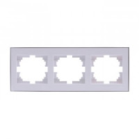 Lezard RAIN рамка 3 мест. горизонт. бел. с бок. вст. хром (PC) 703-0225-148