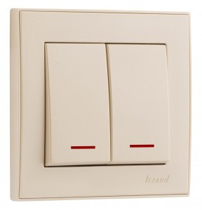 Lezard RAIN выкл. СУ 2 кл. жемчужно-бел. металлик, инд. (корпус PC) 703-3030-112