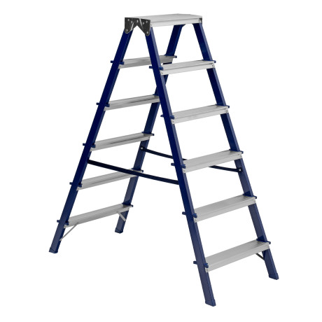 Стремянка двусторонняя 6 ступеней, стальная, Сибртех