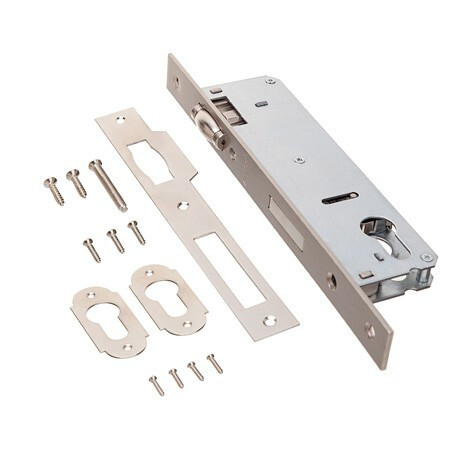 Замок врез 7300-35-R-NIS Apecs с ролик. защелкой (бэксет 35мм, Б/цил.)  \30