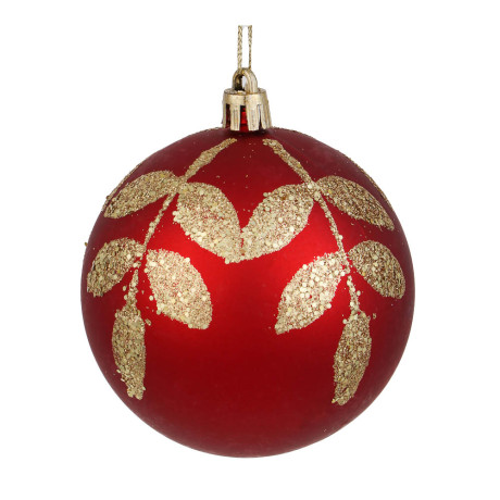 СНОУ БУМ Набор шаров 8 см, 4 шт, красный, пластик, глиттер, 26-116