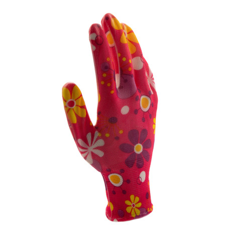 Перчатки садовые из полиэстера с нитрильным обливом, цветы, М Palisad