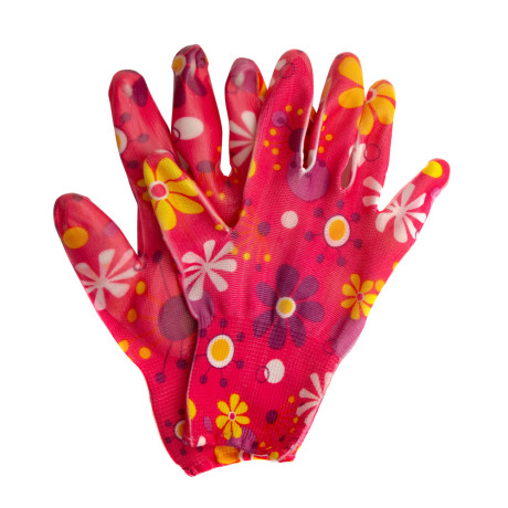 Перчатки садовые из полиэстера с нитрильным обливом, цветы, М Palisad