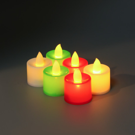 СНОУ БУМ Набор 2шт, светильник декор. LED в виде свечи, 3,7х4,5см, PP, 3хAG3, 1 режим, 2 дизайна