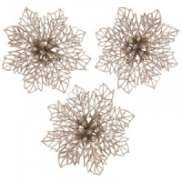 Украшение декоративное "Пуансеттия" (3шт) Волшебная страна