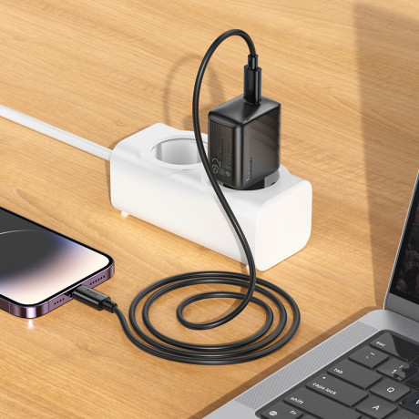 hoco. Зарядное устройство модель CS24A, USB-С 25W + Кабель для зарядки С-IP, цвет: черный