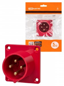 TDM вилка силовая 614 стационарная СУ 3Р+РЕ 16А 380В IP44 SQ0607-0002