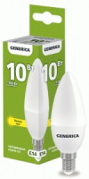GENERICA лампа св/д свеча C35 E14 10W(1000lm) 3000K 2K 37x100 матов. LL-C35-10-230-30-E14-G