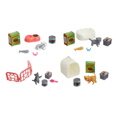 ИГРОЛЕНД Питомец с акс. "Котя в домике" ABS, PP, 12х4,8х15,8 см, 4 диз.