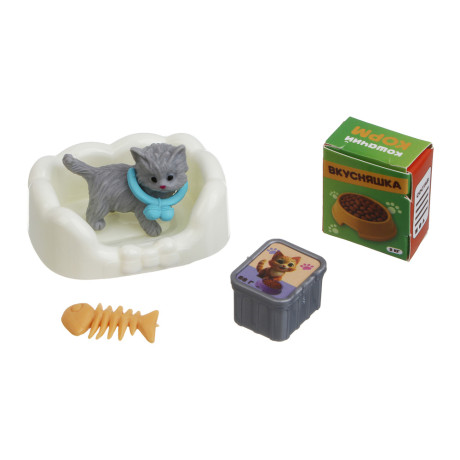 ИГРОЛЕНД Питомец с акс. "Котя в домике" ABS, PP, 12х4,8х15,8 см, 4 диз.