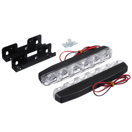 ЕРМАК Дневные ходовые огни, LED 6шт., пласт. корп., 155мм, 12V, белый, 2шт.