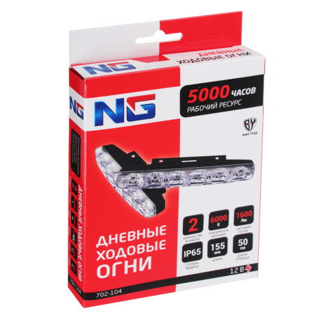 ЕРМАК Дневные ходовые огни, LED 6шт., пласт. корп., 155мм, 12V, белый, 2шт.