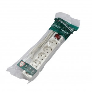 Гарнизон Сетевой фильтр (удл.) ПВС 3х0.75 5роз. 1.4м 10А земля, белый, пакет ECL-5-W-1.4