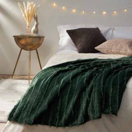 PROVANCE Фелиз Плед с бахромой, 130х170см, 100% полиэстер, зеленый