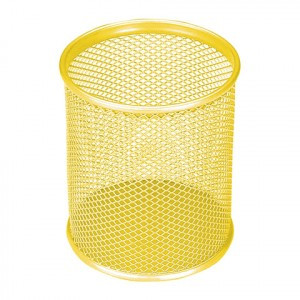 Подставка-органайзер BRAUBERG "Germanium", металлическая, круглое основание,100х89 мм, желтая, 23198