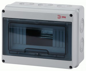 ЭРА SIMPLE бокс (корпус) пластик КМПн- 8 мод. (ЩРН) навесной, опломбировка, серый IP65