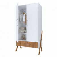 Шкаф двухсекционный Polini kids Porto 3100, с 1 ящиком, белый-дуб крафт золотой (мест 3)