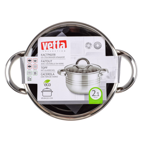 VETTA Фултон Кастрюля 18х10,5см, 2,1л, со стекл. крышкой, индукция