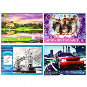 ClipStudio Альбом для рисования A4 40л., офсет 100г/м2, обложка картон, скрепка, 4 дизайна