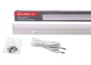 Ultraflash св-к св/д линейный 7W(600lm) 6000K 6K 450x35 пластик, шнур с вилкой, выкл. LWL-2016-02