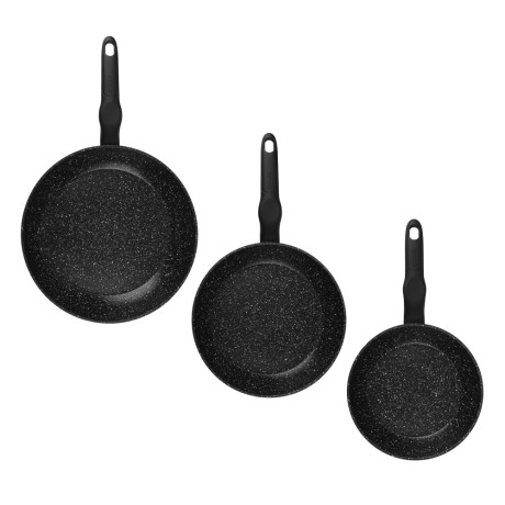 SATOSHI Стоун Набор сковород литых 3пр., d20, 24, 28см, антипригарное покрытие Мрамор