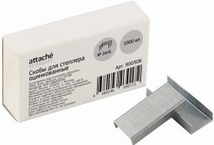 Скобы для степлера N24/6 Attache Economy, цинк серебр.1000 шт, в карт.кор. 900306