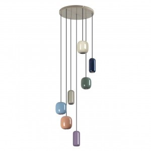 ODEON LIGHT 5053/7 PENDANT ODL24 311 цвет слонов.кости/мультиколор/мет Подвес GU10 LED 7x4W OVALI 97