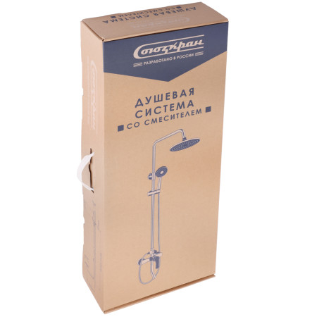 СоюзКран Душевая система со смесителем (кер. картридж 35мм, цинк), верхний душ 1 режим, ручной 3 реж