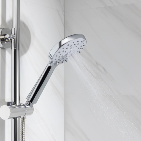 СоюзКран Душевая система со смесителем (кер. картридж 35мм, цинк), верхний душ 1 режим, ручной 3 реж