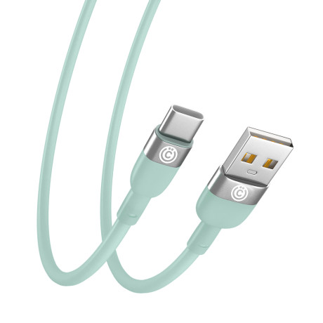 ВСЁГАЗИН Кабель для зарядки Live Type-C, 1м, Быстрая зарядка 3А, QC, PD 20W, силикон, салатовый