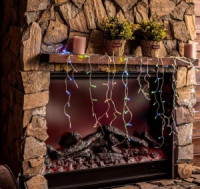 Гирлянда-бахрома ул. ULD-B2007-100/TTK 100LED разноцв. 2м. (мерц.) соед., прозр. провод IP44 Uniel