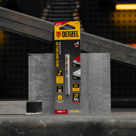 Сверло спиральное по металлу 4 x 75 мм, Р6М5, Golden Tip  Denzel