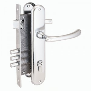 АЛЛЮР 0221 CP хром 6кл.  М/О расстояние 85мм 3 ригеля Замок врезной с/руч  (10)