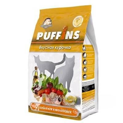 Пуффинс Корм сухой для кошек 400г Вкусная курочка x18