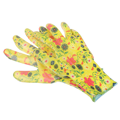 INBLOOM Перчатки садовые с нитриловым полуобливом, полиэстер, 9 размер, 23см, 31г, цветные