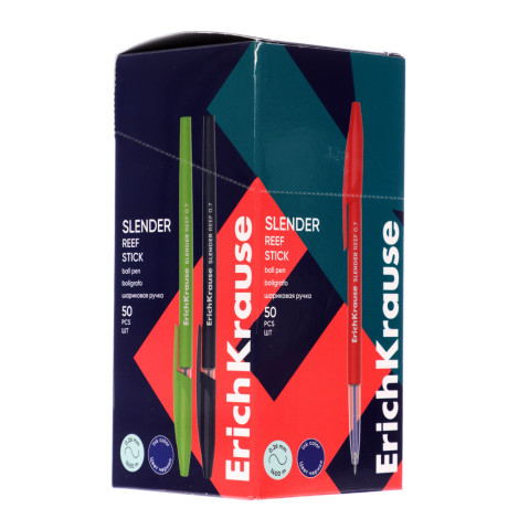Ручка шариковая Erich Krause синяя "Слендер Стик Риф", наконечник 0,7 мм, цветн.корпус, 63095