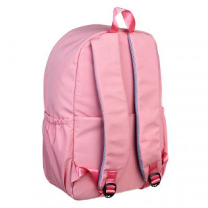 Рюкзак подростковый 44,5x30x14см, 1 отд., 4 карм., клапан с 2мя застежками, нашивки, нейлон, розовый