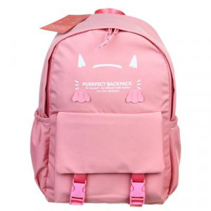 Рюкзак подростковый 44,5x30x14см, 1 отд., 4 карм., клапан с 2мя застежками, нашивки, нейлон, розовый