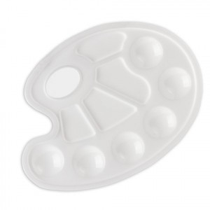 Палитра д/рисования ЮНЛАНДИЯ белая, овальная, 6 ячеек д/красок и 4 д/смешивания, европодвес, 227806